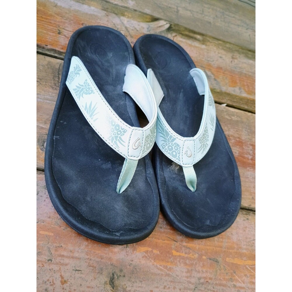 OluKai Ohana Baby Blue Hua Flip Flop Beach Sandals Womens Size 8